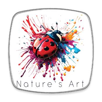 Conception colorée de coccinelles, art de la nature, texte bleu - Magnet carré - blanc - Devant