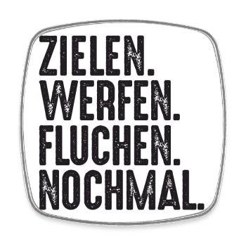 Zielen Werfen Fluchen Nochmal Spruch Bouler - Viereckiger Kühlschrankmagnet - Weiß - Vorne