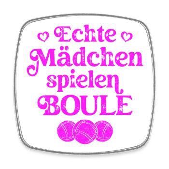 Echte Mädchen spielen Boule Bouler Boccia Spiel - Viereckiger Kühlschrankmagnet - Weiß - Vorne