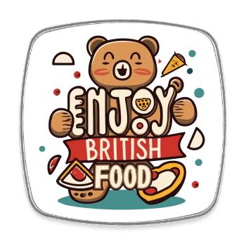 Enjoy British Food - British Food Day Typography - Square fridge magnet - white - Front