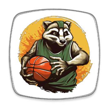 Basketball Dachs - Viereckiger Kühlschrankmagnet - Weiß - Vorne
