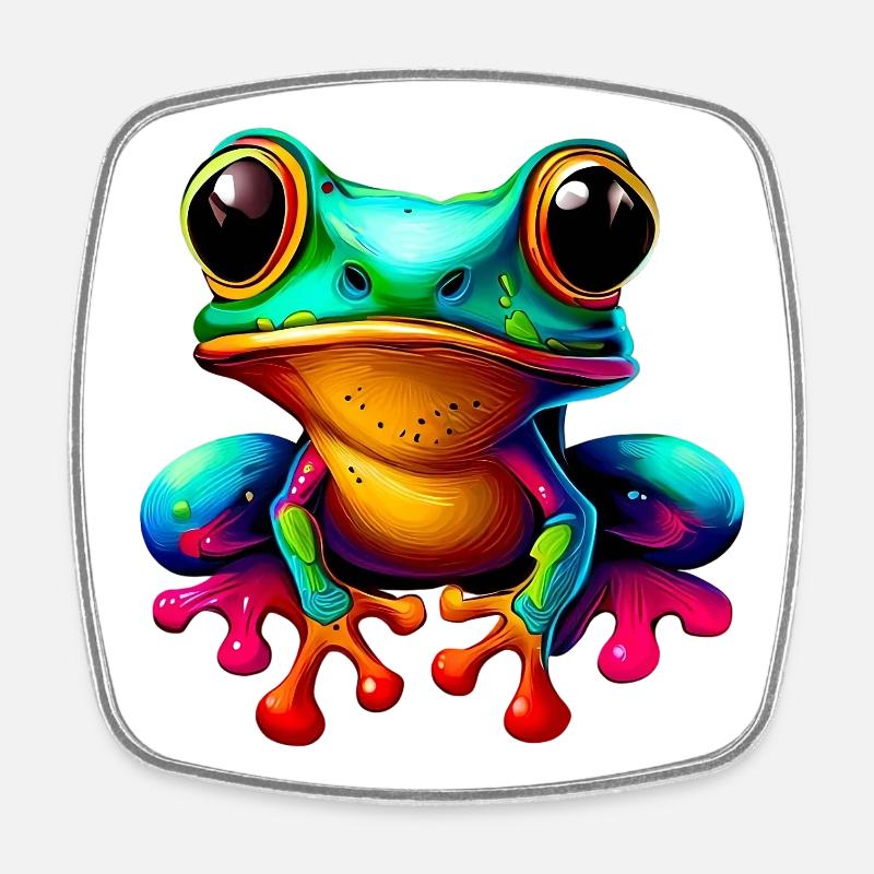 Frosch - Viereckiger Kühlschrankmagnet - Weiß