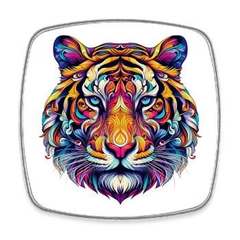 Tiger - Square fridge magnet - white - Front