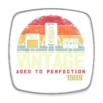 Vintage 1989 Gift - Square fridge magnet - white - Front