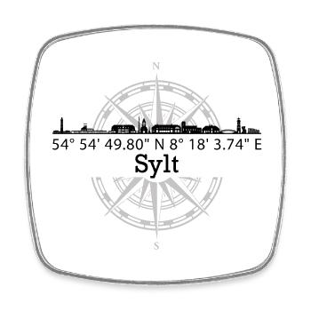 Koordinaten Sylt - Viereckiger Kühlschrankmagnet - Weiß - Vorne