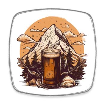 Mountain Peak with Beer Mug Design - Square fridge magnet - white - Front