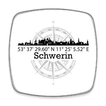 Koordinaten Schwerin - Viereckiger Kühlschrankmagnet - Weiß - Vorne