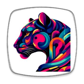 Panther - Square fridge magnet - white - Front