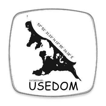 Usedom Koordinaten - Viereckiger Kühlschrankmagnet - Weiß - Vorne