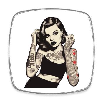 Conception audacieuse de portrait de femme encrée - Magnet carré - blanc - Devant