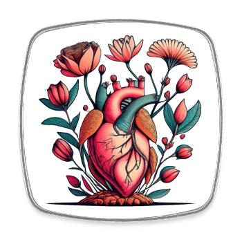 Blumenherz Anatomie Burst - Viereckiger Kühlschrankmagnet - Weiß - Vorne
