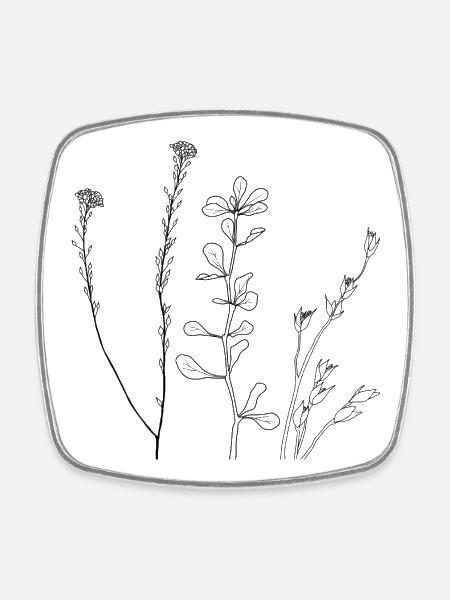 Floral Line Art - Square fridge magnet - white