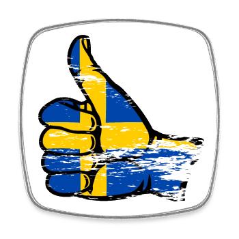 Schweden Flagge OK Symbol used - Viereckiger Kühlschrankmagnet - Weiß - Vorne