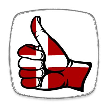Drapeau du Danemark Symbole de droite - Magnet carré - blanc - Devant