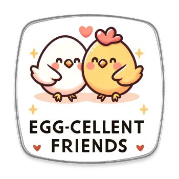 Egg-Cellent Friends - Viereckiger Kühlschrankmagnet - Weiß - Vorne
