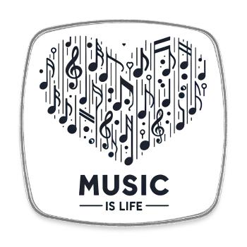 Music is life - Square fridge magnet - white - Front