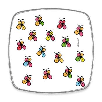 Neon Butterflies in Black Outline - Square fridge magnet - white - Front
