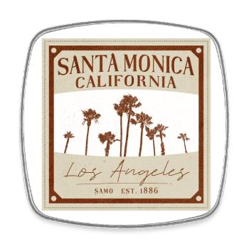 Santa Monica Retro Palm Trees - Square fridge magnet - white - Front
