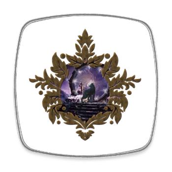 A Fairy and a Dark Wolf - Square fridge magnet - white - Front