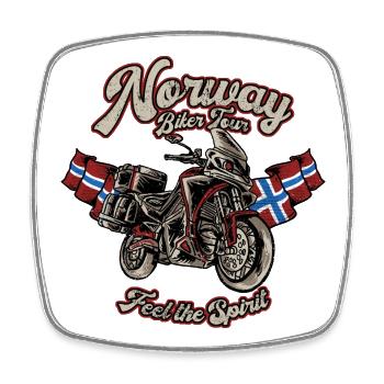 NORVÈGE - Biker Tour - léger - Magnet carré - blanc - Devant