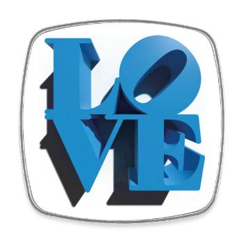 LIEBE 3D Cyan - Viereckiger Kühlschrankmagnet - Weiß - Vorne