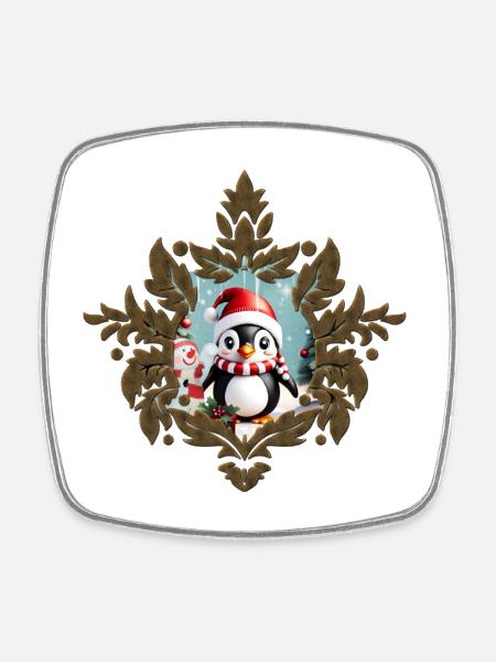 Pingouin drôle mignon - Magnet carré - blanc
