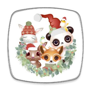 sechs niedliche Tier Freunde feiern Weihnachten - Viereckiger Kühlschrankmagnet - Weiß - Vorne