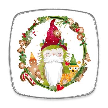 Petits monstres gnomes dans un décor de Noël - Magnet carré - blanc - Devant