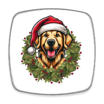Golden Retriever zu Weihnachten 🎄 - Viereckiger Kühlschrankmagnet - Weiß - Vorne