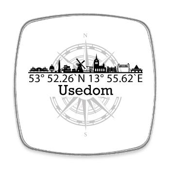 Skyline Usedom - Viereckiger Kühlschrankmagnet - Weiß - Vorne