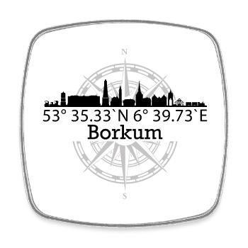 Skyline Borkum - Viereckiger Kühlschrankmagnet - Weiß - Vorne