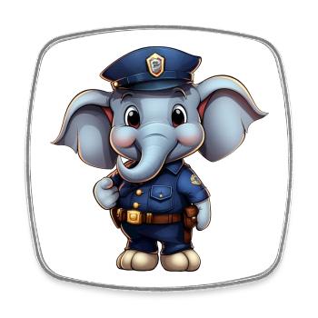 Elephant Policewoman - Square fridge magnet - white - Front