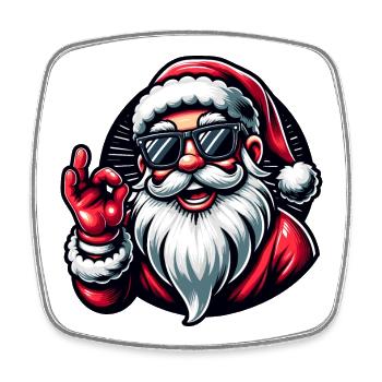 Santa Claus with Sunglasses Xmas Costume - Square fridge magnet - white - Front