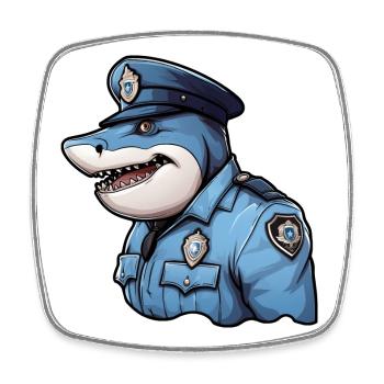 Police Shark - Square fridge magnet - white - Front