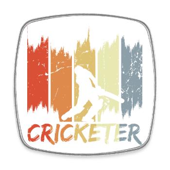 Retro Cricketer - Square fridge magnet - white - Front