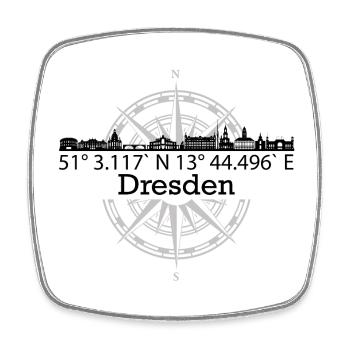 Skyline Dresden - Viereckiger Kühlschrankmagnet - Weiß - Vorne