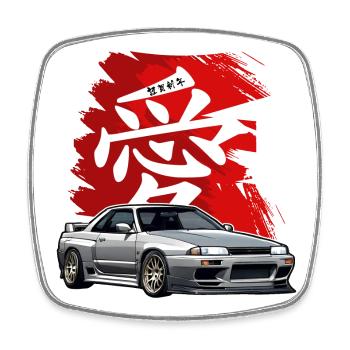 Jdm / Tuning / Turbolader / Felgen / Chiptuning - Viereckiger Kühlschrankmagnet - Weiß - Vorne