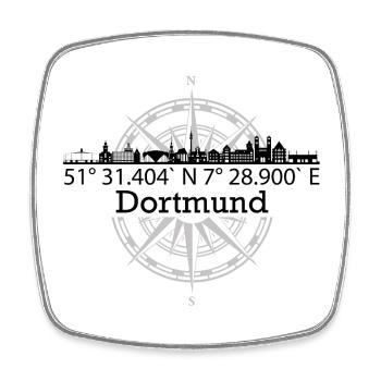Skyline Dortmund - Viereckiger Kühlschrankmagnet - Weiß - Vorne