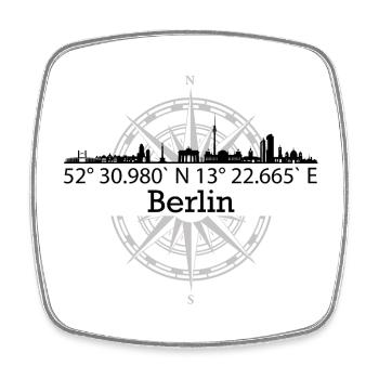 Skyline Berlin - Viereckiger Kühlschrankmagnet - Weiß - Vorne