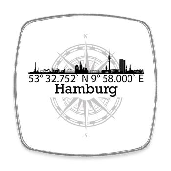 Skyline Hamburg - Viereckiger Kühlschrankmagnet - Weiß - Vorne