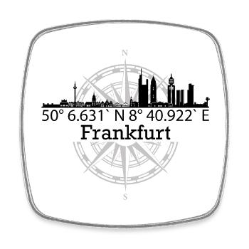 Skyline Frankfurt - Viereckiger Kühlschrankmagnet - Weiß - Vorne