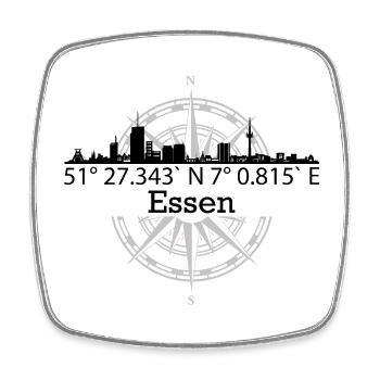 Skyline Essen - Viereckiger Kühlschrankmagnet - Weiß - Vorne