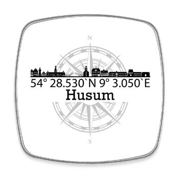 Skyline Husum - Viereckiger Kühlschrankmagnet - Weiß - Vorne