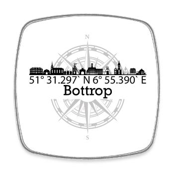 Skyline Bottrop - Viereckiger Kühlschrankmagnet - Weiß - Vorne