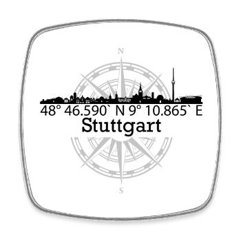 Skyline Stuttgart - Viereckiger Kühlschrankmagnet - Weiß - Vorne