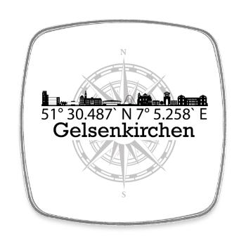 Skyline Gelsenkirchen - Viereckiger Kühlschrankmagnet - Weiß - Vorne