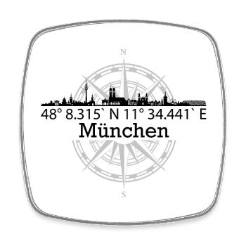 Skyline München - Viereckiger Kühlschrankmagnet - Weiß - Vorne