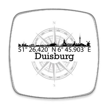 Skyline Duisburg - Viereckiger Kühlschrankmagnet - Weiß - Vorne
