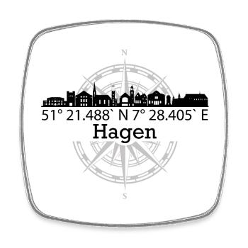 Koordinaten Hagen - Viereckiger Kühlschrankmagnet - Weiß - Vorne