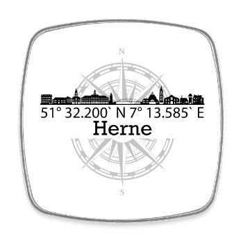 Koordinaten Herne - Viereckiger Kühlschrankmagnet - Weiß - Vorne